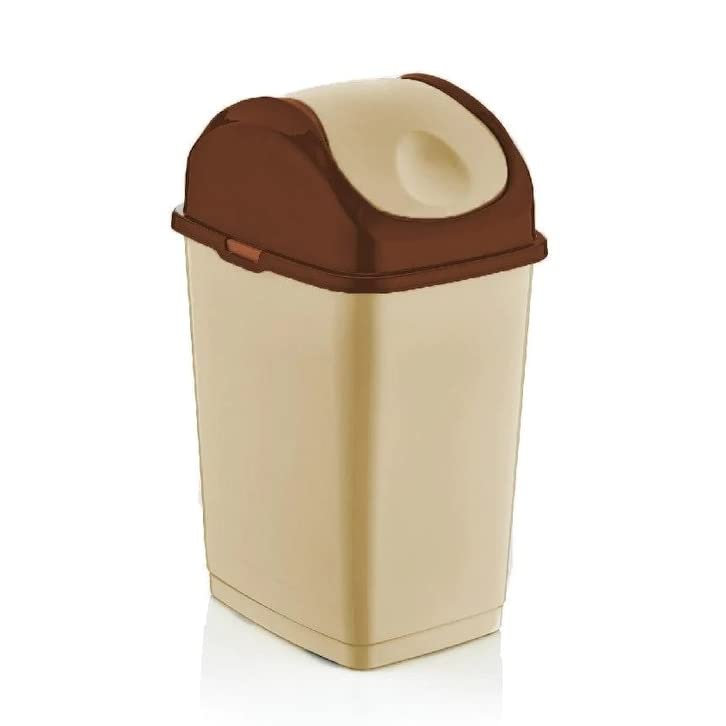 Superio Mini Desktop Trash Can with Swing Top Lid Portable Plastic Garbage Can for Countertop, Desktop, Make up Vanity, Bathroom, Car, Under Sink, Dorm, Compact Waste Bin 5 L, 1.25 Gal. (White)