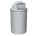 55 Gallon Circle 100% Recycled Plastic Heavy Duty Outdoor Trash Can with Push Open Dome Lid and Internal Liner | Great for Schools and Businesses - Light Granite