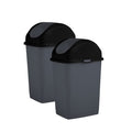 Superio Mini Desktop Trash Can with Swing Top Lid Portable Plastic Garbage Can for Countertop, Desktop, Make up Vanity, Bathroom, Car, Under Sink, Dorm Compact Waste Bin 5 L 1.25 Gal (2, Grey)