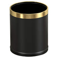 14L/3.7GAL Black and Gold Open Top Trash Can - Metal Office Wastebasket Without Lid for Office, Hotel, Store, Restaurant