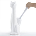 Allure Home Creation White Cat 2-Piece Toilet Brush Holder and Brush Set