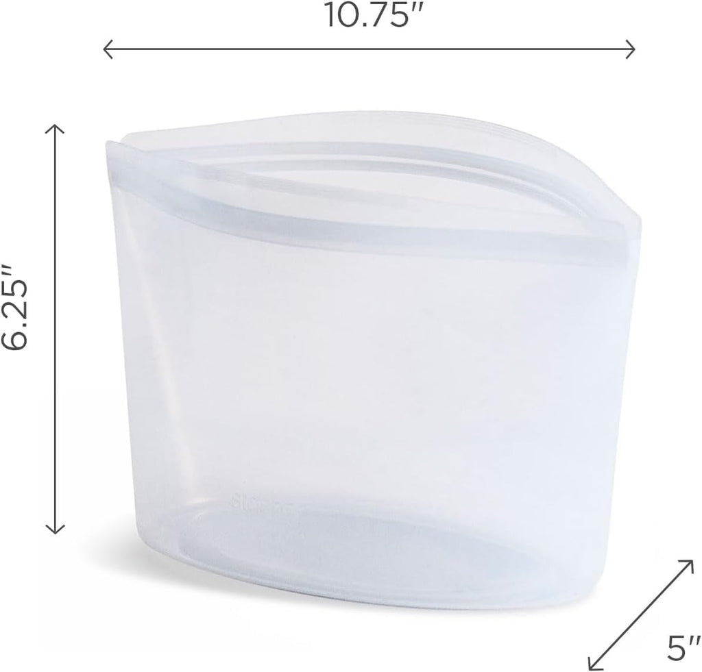 Stasher Premium Silicone Reusable Food Storage Bowl, 6-Cup, Clear, Microwave, Sous Vide, Dishwasher, Oven and Freezer Safe, Travel Container, BPA Free, Leak-free, Eco-friendly