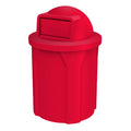42 Gallon Circle 100% Recycled Plastic Heavy Duty Outdoor Commercial Trash Can with Push Open Dome Lid and Internal Liner - Great for Schools and Businesses - Red