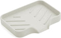 Sponge Holder with Drain Spout, Silicone Sponge Tray for Kitchen Sink, Rubber Soap Dish for Shower Bathroom (Beige, 4.7" x 3.6")