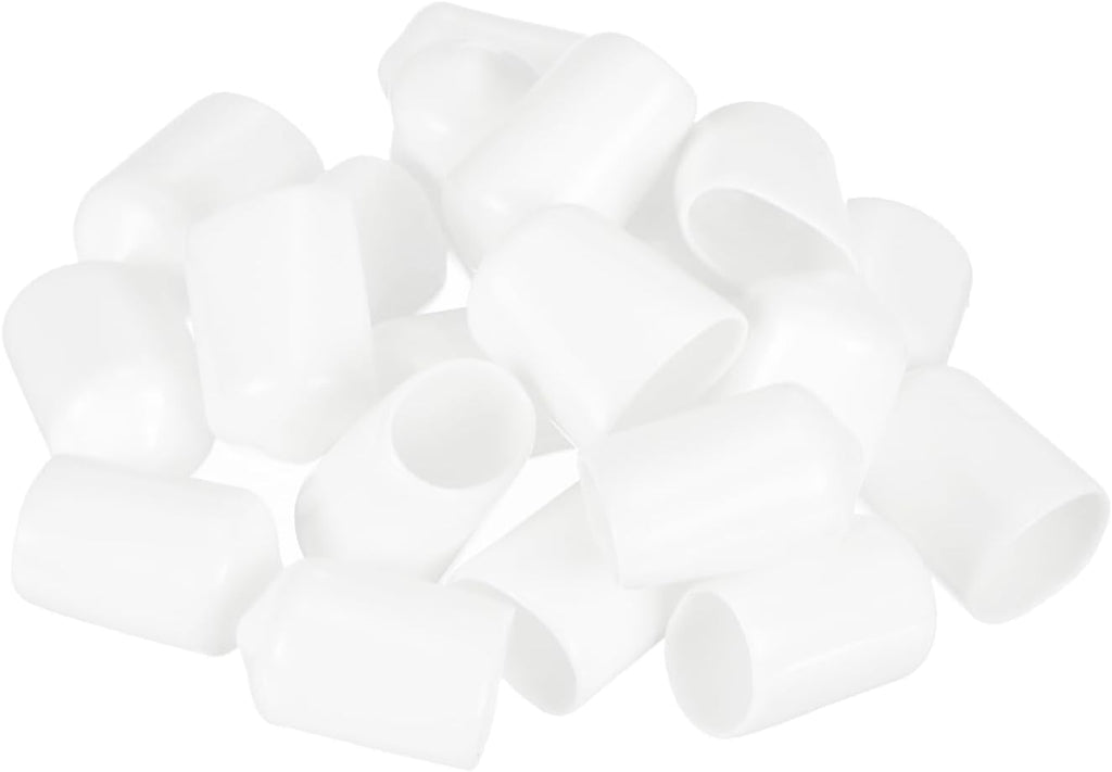 uxcell 20pcs Rubber End Caps 13.5mm ID Vinyl Round Tube Bolt Cap Cover Thread Protectors White