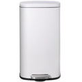 AthLike Trash Can, Stainless Steel Kitchen Garbage Can, Step Waste Bin with Hinged Lid and Removable Inner Bucket, Soft-Close, Dustbin for Bathroom Bedroom Living Room Home (White, 8 Gal)