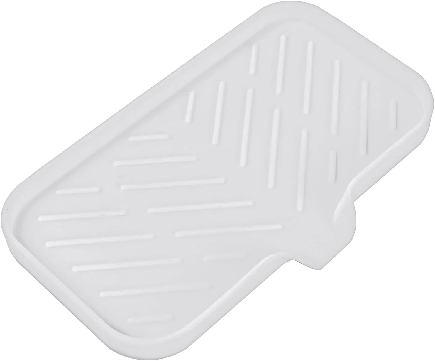Silicone Bathroom Soap Dishes with Drain Spout-Bathroom and Kitchen Sink Organizer,Sponge Holder,Dish Soap Tray,Perfect for Dispenser,Scrubber,Bottle,Cup on Sink or Counter-White 9.6"×5.3"