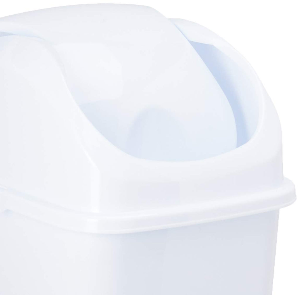 Superio Medium Trash Can with Lid 4.5 Gallon Plastic Swing Top Garbage Can Slim Waste Bin for Under Sink/Cabinet, Laundry Room, Kitchen, Office, Bedroom, Bathroom, College Dorm, 18 Qt, White