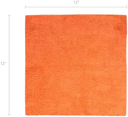 Eurow 200GSM Microfiber Cleaning and Drying Cloths with Dispenser Box, Reusable, Streak-Free, Scratch-Free, Ultra Absorbent, Edgeless for All Surface Types, 12x12in, 50-Pack, Orange