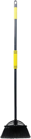 Four-Section Rod Long-Handled Broom,Heavy-Duty Broom, Angle Broom for Outdoor/Indoor（Black+Yellow）