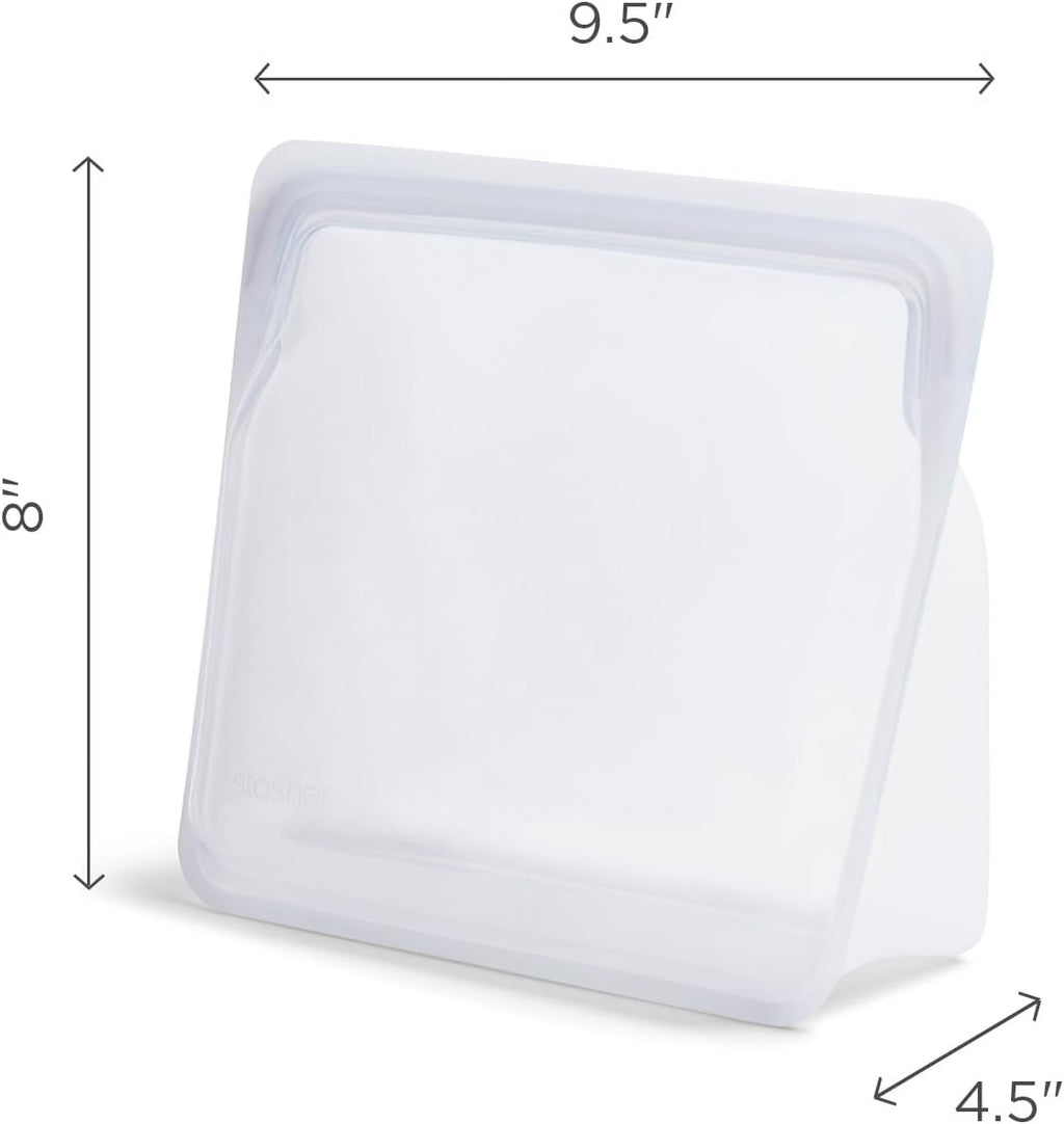 Stasher Premium Silicone Reusable Food Storage Stand-Up Bag Mega, Green, Microwave, Sous Vide, Dishwasher, Oven and Freezer Safe, BPA Free, Leak-free, Eco-friendly, 104 Oz