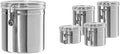 Oggi Stainless Steel Kitchen Canister 152oz + Oggi Stainless Steel 4 pc Food Storage Container Set - Ideal for Kitchen Storage