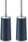 Toilet Brush and Holder, 2 Pack Toilet Brush with 304 Stainless Steel Long Handle, Toilet Bowl Brush for Bathroom Toilet-Ergonomic, Elegant,Durable (Blue)