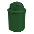 42 Gallon Circle 100% Recycled Plastic Heavy Duty Outdoor Commercial Trash Can with Push Open Dome Lid and Internal Liner - Great for Schools and Businesses - Green