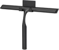 Stainless Steel Shower Squeegee for Glass Doors, Multi-Purpose Squeegee for Shower Glass, Bathroom and Car Windows, Squeegee with Adhesive Hook-10”, Black