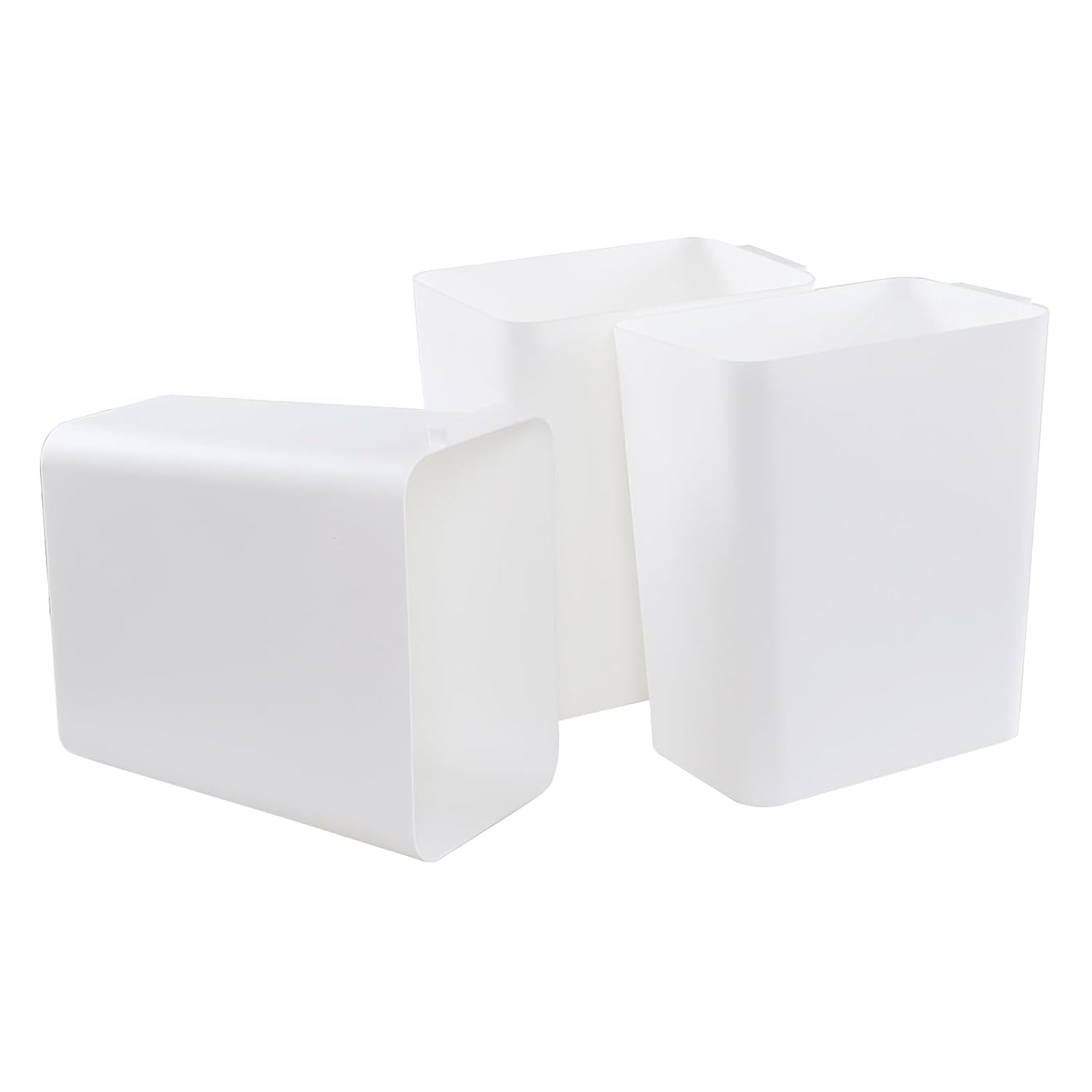 3-Pack 4.5 Gallon Trash Can, Waste Bin for Under Desk, Kitchen, Home, Office, White