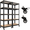 HOMEDANT House 5-Tier Metal Rolling Cart Shelf Rack Casters Heavy Duty Laminated Wheel Shelving Unit Adjustable Utility Storage Shelves Organizer Shelf Kitchen Garage 24.4" W x 16.5" D x 62.2" H 2Pack