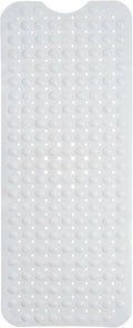 ENKOSI Bath Mat – 40 x 16 Inch Non-Slip Shower Mat for Bath Tub & Shower with Strong Suction Cups – Anti Slip Large Bathtub Mat with Drain Holes – for Smooth Floors Only (40x16 White)