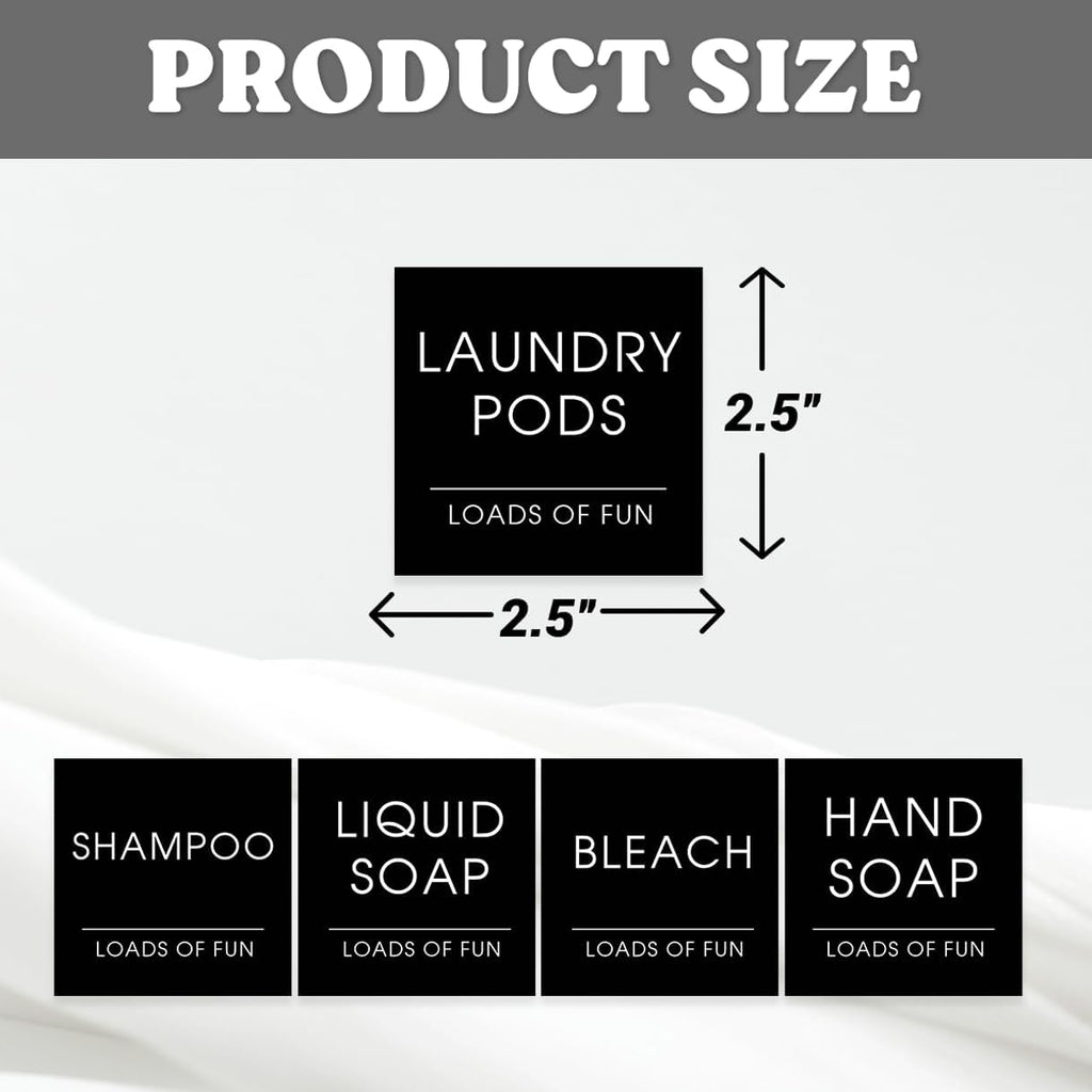 Modern Minimalist Laundry and Cleaning Sticker Labels for Home Organization 24Pcs Vinyl Label Pack Jars Bottles Storage Containers Stickers Bike Hat Bedroom