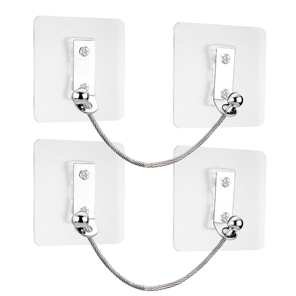 Furniture Anchors 2 Pairs No Drill Heavy Duty Anchors Fridge Lock Adjustable Self-Adhesive Safety Anti Tip Straps for Baby Proofing 220lbs Tension Earthquake Resistant Metal Straps Prevent Falling