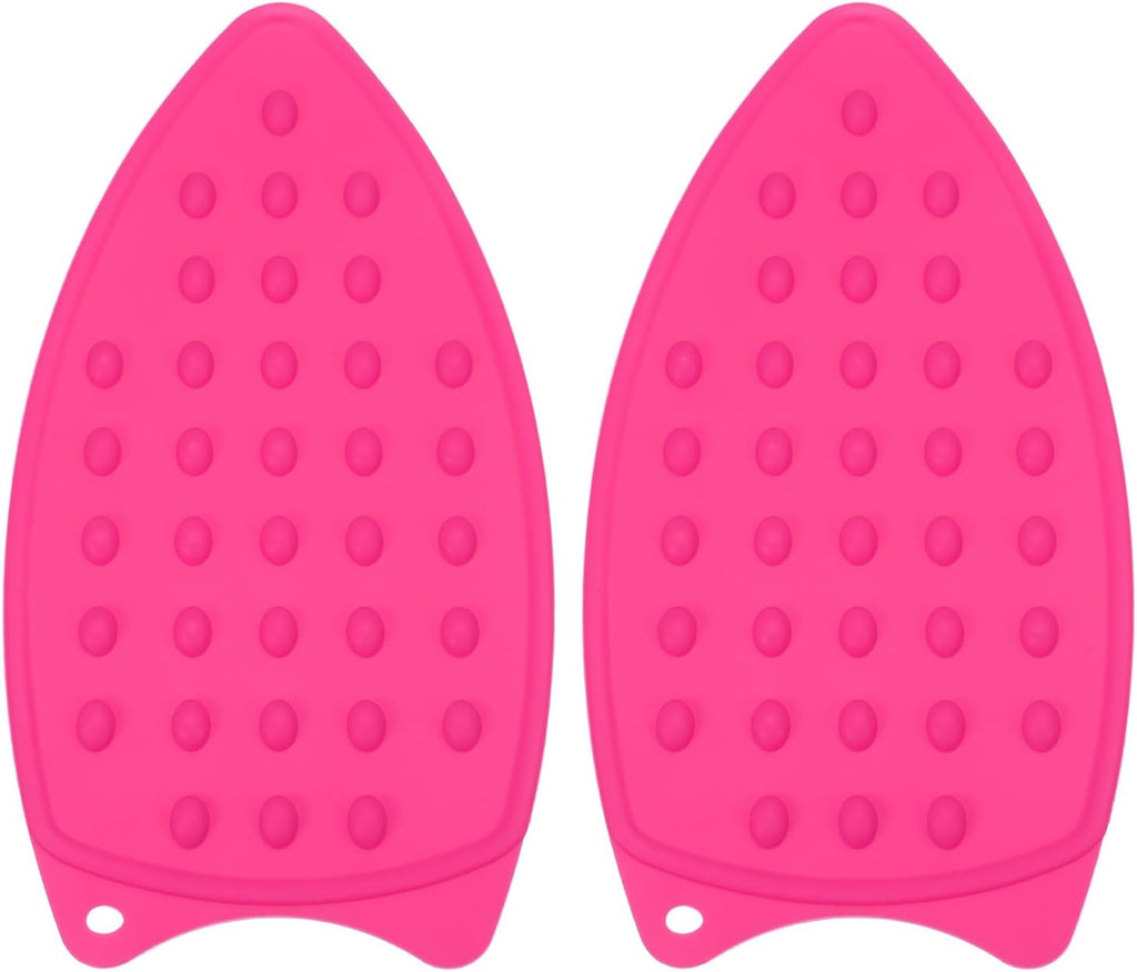 PATIKIL Silicone Iron Rest Pad, 2 Pcs Multipurpose Hot Heat Resistant Iron Rest Plate Protective Pad for Ironing Board Hot Resistant Steamer Steam Compact Mat, Rose Red
