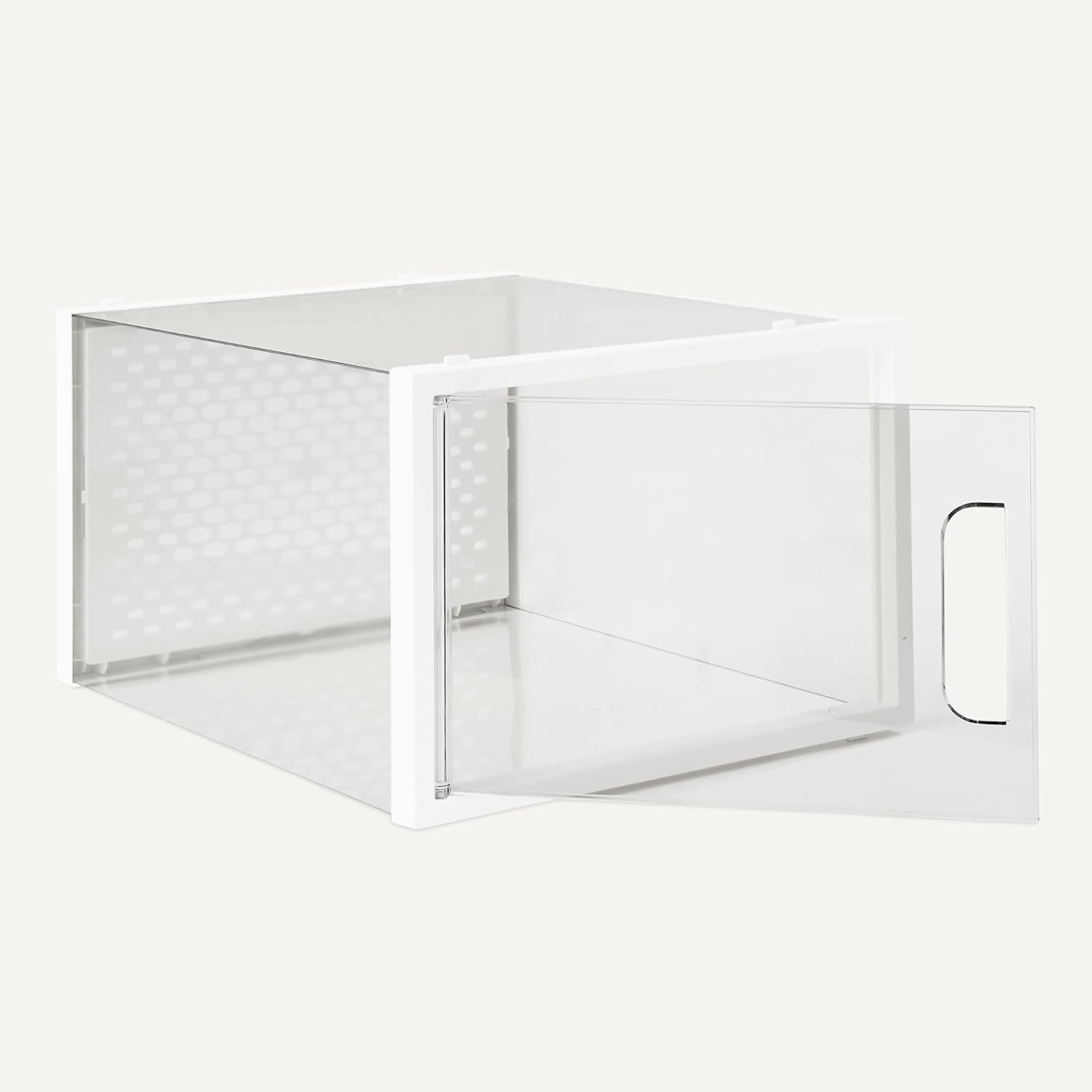 Amazon Basics Stackable and Foldable Clear Shoe Storage Organizer Box, Large, Pack of 12