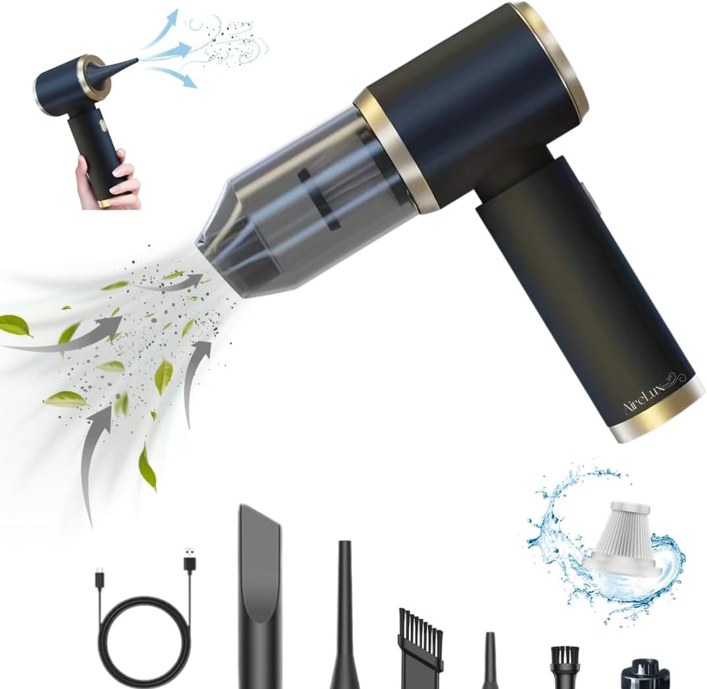 Car Vacuum Handheld 20000 PA 4in1 Cordless Rechargeable Multi-Functional Compact Powerful Suction Brushless Motor Compressed Air Duster Washable HEPA Filter Mini Home Office Pet Gift Men Women
