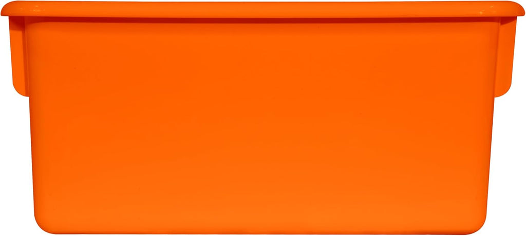 Wood Designs Cubby Storage Bin, Heavy Duty Plastic Containers for Kids Orange Cubby Tray Set of 20