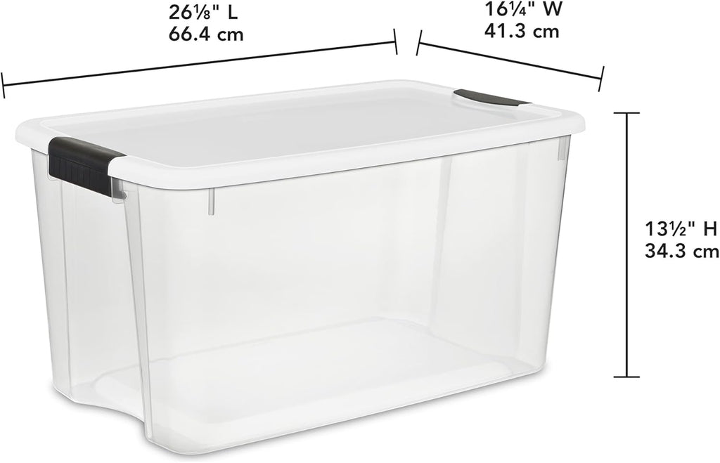 Sterilite 20-Pack Ultra Latching Box, Storage Bins with Lids, Clear Plastic, 70 Quart - Heavy-Duty Organizing Containers for Closet, Bathroom, and Office