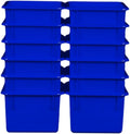 Wood Designs Cubby Storage Bin, Heavy Duty Plastic Containers for Kids Blue Cubby Tray Set of 12