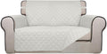 PureFit Reversible Quilted Sofa Cover, Water Resistant Slipcover Furniture Protector, Washable Couch Cover with Non Slip and Elastic Straps for Kids, Dogs, Pets (Loveseat, Ivory/Ivory)
