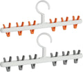 Clothes Hanger 2 Pack Clothes Drying Racks Windproof for Drying Socks Bras Underwears Baby Clothes Hats Scarfs Towels Pants and Gloves Diaper Grey Orange