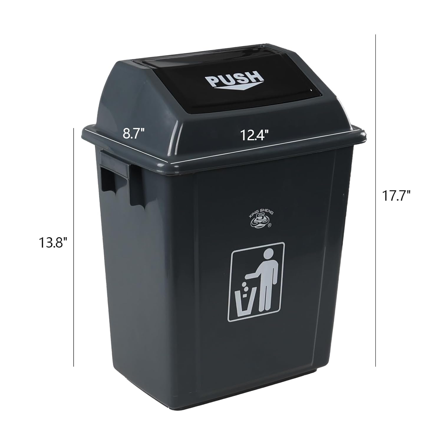 Readsky 6 Gallon Plastic Garbage Can Swing Lid, Trash Can Swing-Top, Swing Garbage Bin, 4 Packs, Gray