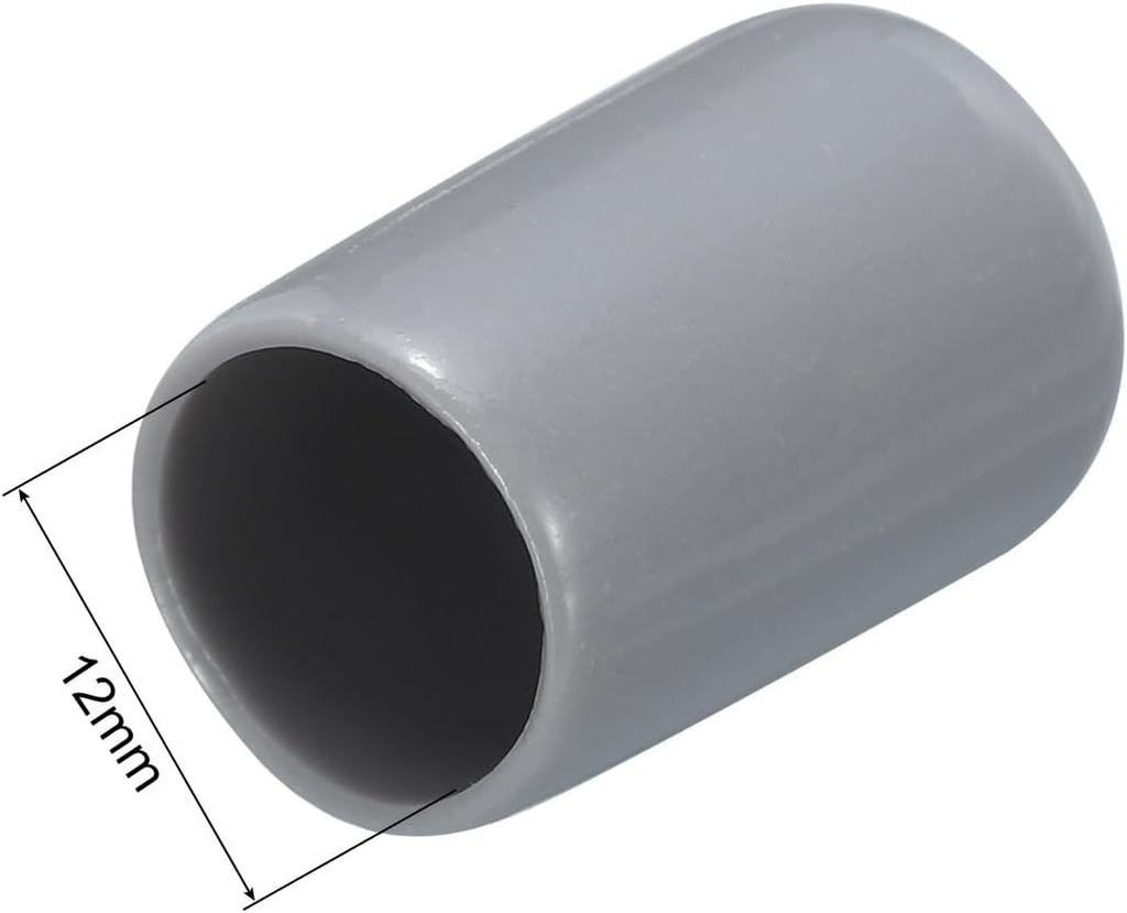 uxcell 20pcs Rubber End Caps 12mm(1/2") ID Vinyl PVC Round Tube Bolt Cap Cover Screw Thread Protectors Grey