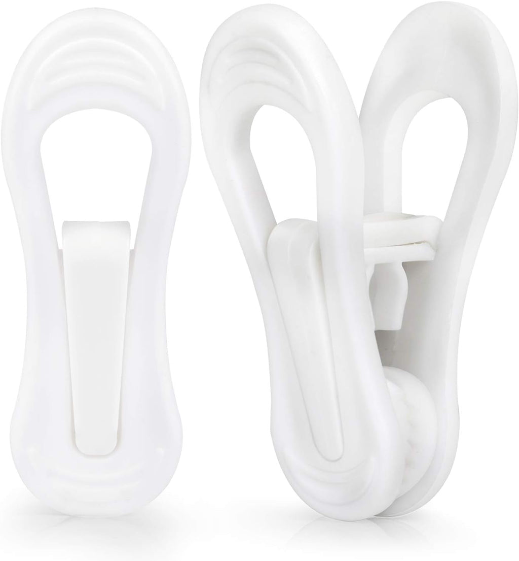 Tinfol White Plastic Hanger Clips, 50 Pack Hanger Clips- Strong Pinch Grip Finger Clips for Plastic Clothes Hangers, Multi-Purpose Hangers Clips