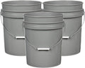 House Naturals 5 Gallon Premium HPDE Plastic Bucket - Made in USA Food Grade Storage Container, BPA Free All Purpose Pail (3, Gray)