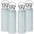 Neihepal 20 oz Insulated Water Bottles Bulk 4 Pack,Stainless Steel Double Wall Sport Bottle with Lid of Handle,Metal Reusable Thermoses Flask with Cup Cap for School,Hikers,Gift (Fog,Set of 4)