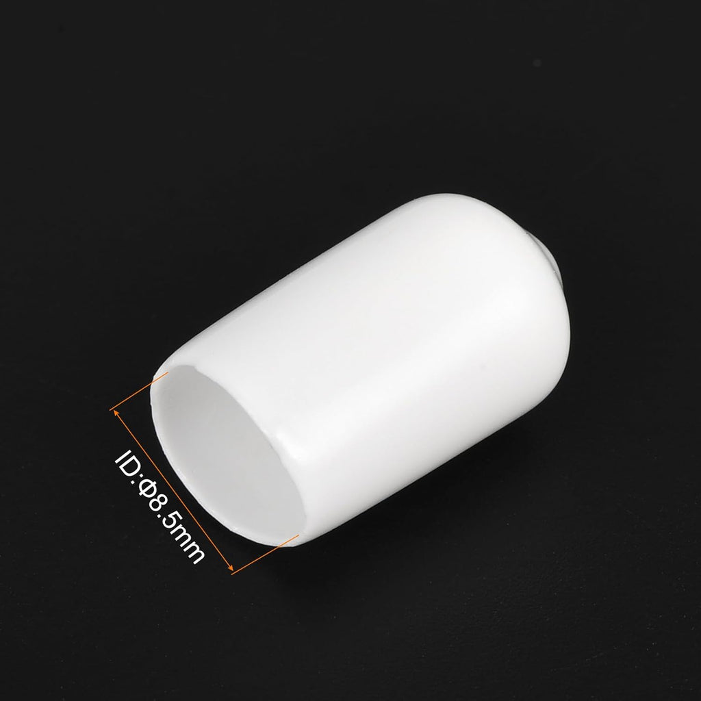 uxcell 20pcs Rubber End Caps 8.5mm ID Vinyl Round End Cap Cover Screw Thread Protectors White