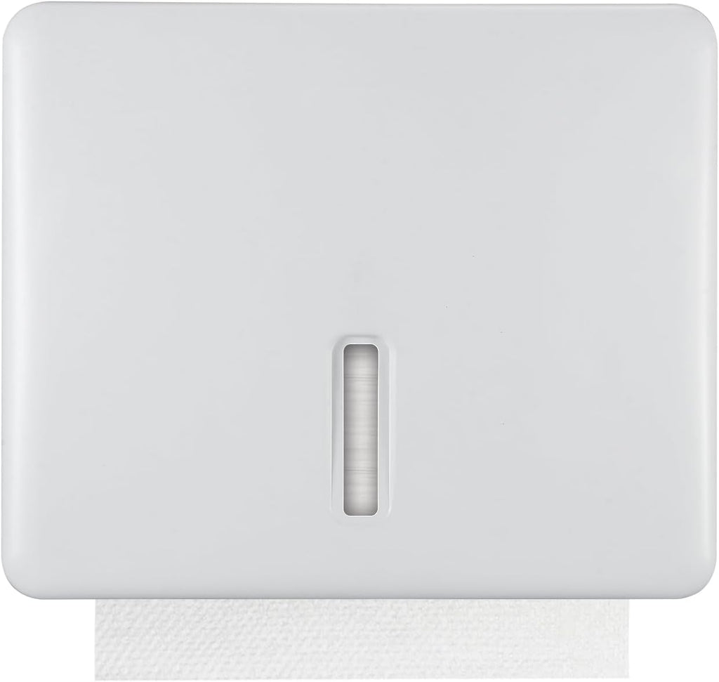 Multifold Paper Towel Dispenser Wall Mount (White) – Large Capacity C-Fold, Trifold, and Folded Commercial Hand Towels Holder for Bathroom & Restroom – Adhesive or Screw Mounted