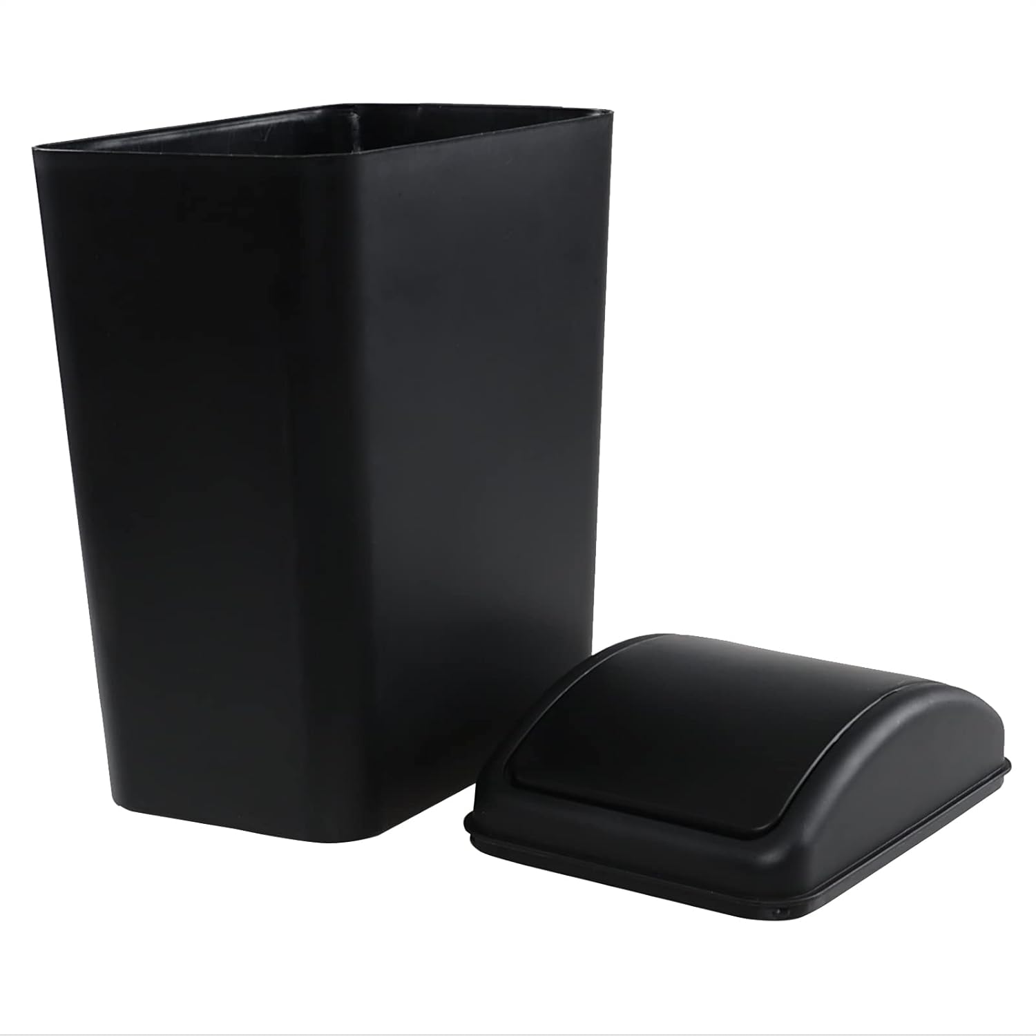 4.5 Gallon Trash Can with Swing Top Lid, Plastic Garbage Bin with Lid, Black, 3-Pack