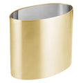 mDesign Stainless Steel Metal Oval Trash Can, 7.9 Liter/2.09 Gallon Wastebasket, Garbage Basket Bin for Bathroom, Bedroom, Kitchen, Home Office, Holds Waste and Recycle, Mirri Collection, Soft Brass