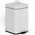 CEROELDA Small Trash Can with Lid-5L/1.3 Gal, Stainless Steel Outdoor Dog Poop Garbage Can-Farmhouse Retro Metal Waste Bin w/Step Pedal for Bathroom Bedroom Office-Soft Close-White