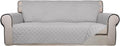 PureFit Reversible Quilted Sofa Cover, Water Resistant Slipcover Furniture Protector, Washable Couch Cover with Non Slip and Elastic Straps for Kids, Pets (Oversized Sofa, Light Gray/Light Gray)