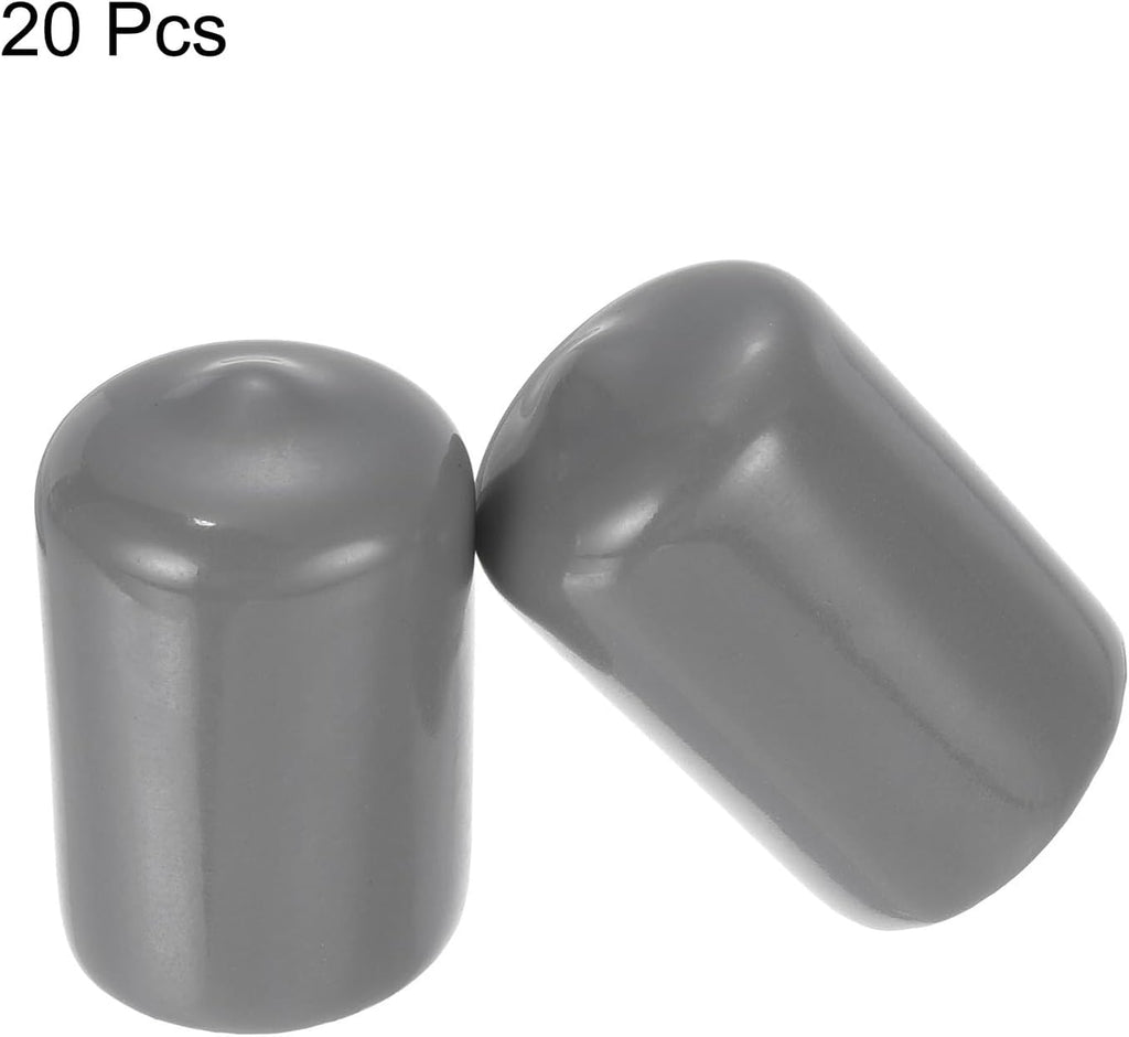uxcell 20pcs Rubber End Caps 18mm ID Vinyl PVC Round Tube Bolt Cap Cover Screw Thread Protectors Dark Grey