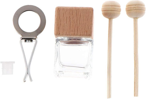 10 Pack,8ml Clear Glass Car Air Freshener Perfume Clip Diffuser,Empty Essential Oil Perfume Vials Diffuser Vent Outlet,Thick Glass Ornament With Wooden Caps,FREE Funnel,Dropper