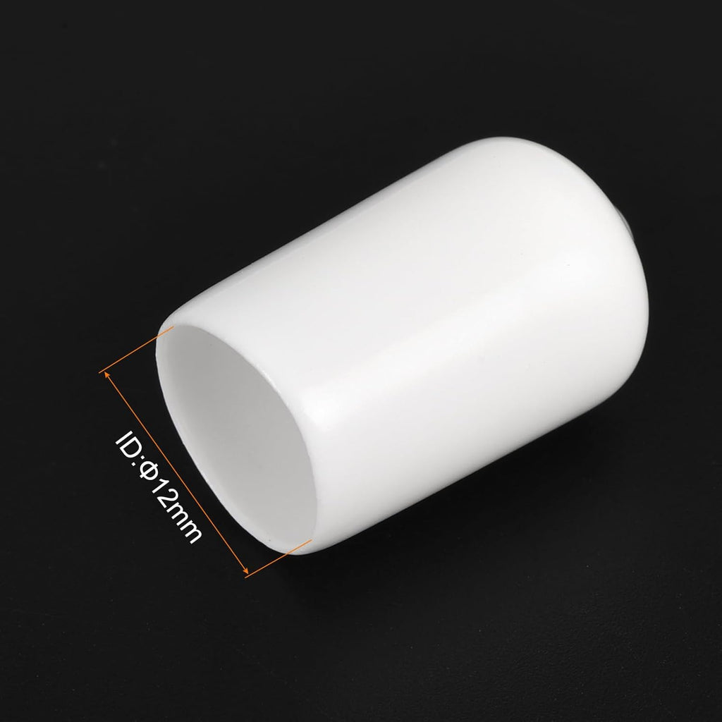 uxcell 20pcs Rubber End Caps 12mm(1/2 inch) ID Vinyl Round End Cap Cover Screw Thread Protectors White