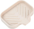Silicone Bathroom Soap Dishes with Drain Spout-Bathroom and Kitchen Sink Organizer,Sponge Holder,Dish Soap Tray,Perfect for Dispenser,Scrubber,Bottle,Cup on Sink or Counter-Tapioca 4.9"×3.2"