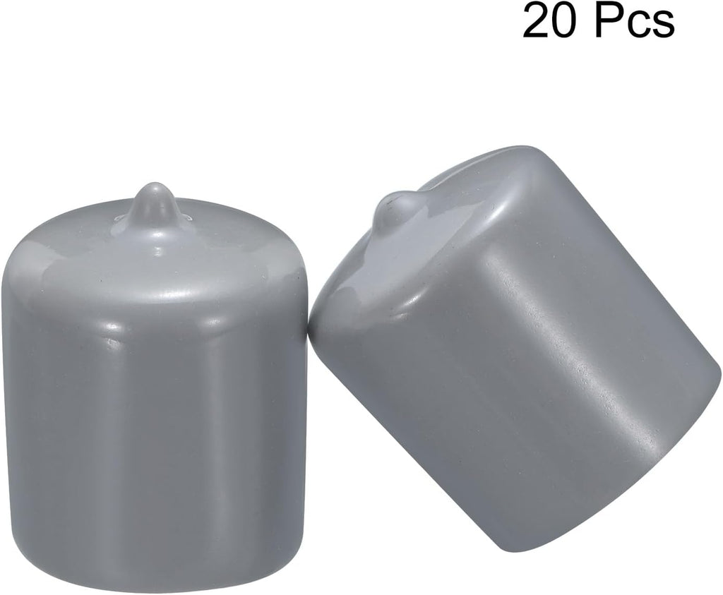 uxcell 20pcs Rubber End Caps 25mm(1") ID Vinyl PVC Round Tube Bolt Cap Cover Screw Thread Protectors Grey