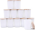 Thick Candle Jars for Making Candles 12 Pcs, 7 OZ Empty Jars with Wood Lids for Candle Making, Sample Container, Matte White