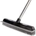 Pet Hair Rubber Broom with Carpet Rake and Squeegee, 2 in 1 Floor Brush for Carpet, 58 inch Adjustable Handle,Silicone Broom Black